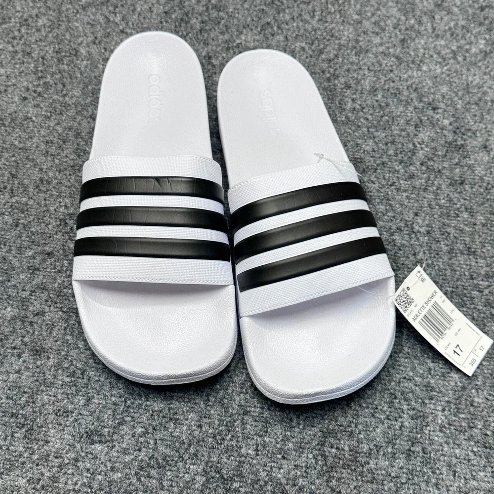 Adidas Adilette Shower Slides Men 17 White Black GZ5921 Sporty Casual Athleisure